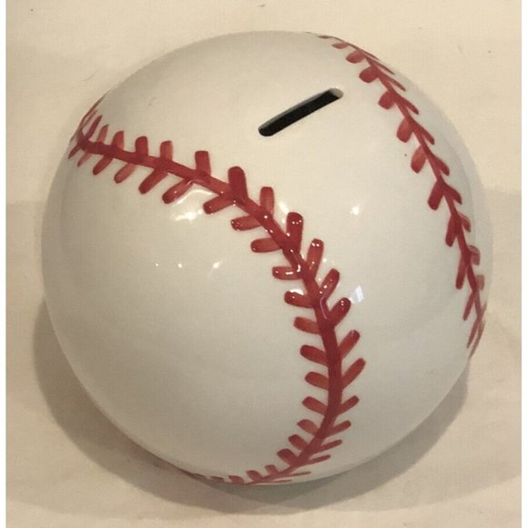 Rare Bella Casa by Ganz Ceramic Baseball Coin Bank Very Good Condition No Cracks - Picture 1 of 5